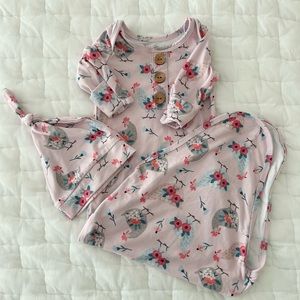 Caden Lane knotted gown and hat, newborn